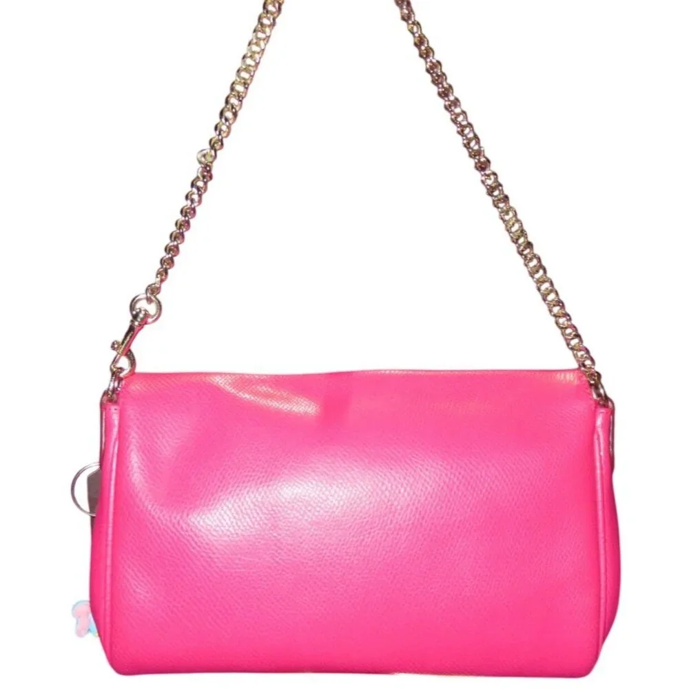 Coach Pink Cross grain Leather Mini Ruby Turn Lock Crossbody Handbag